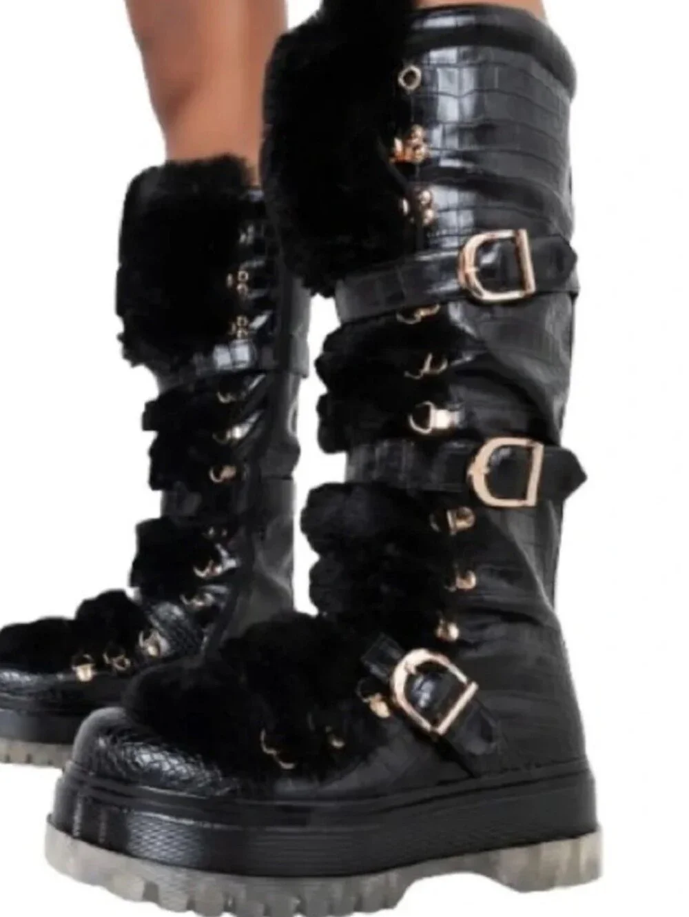 Dolls Kill Platform Boots By Azalea Wang Moon Boots Faux Croc Size 8.5 Brand New